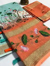 MG 364 Gold Linen Non Catalog Printed Sarees Wholesale Market In Surat